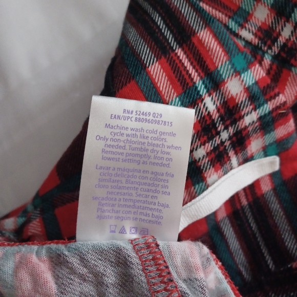 Simple Treasures Christmas Pajama Bottoms/ Sleep Pants Red/Green Plaid Small 4-6 - Picture 6 of 12